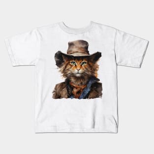 Orange Cat Cowboy Kids T-Shirt